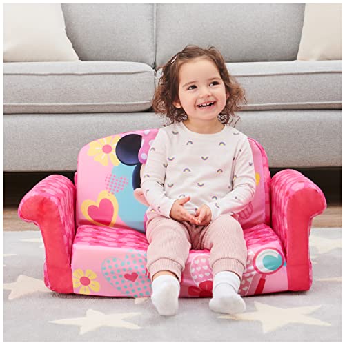 Marshmallow Furniture, Children's 2-in-1 Flip Open Foam Compressed Sofa, Disney's Minnie Mouse