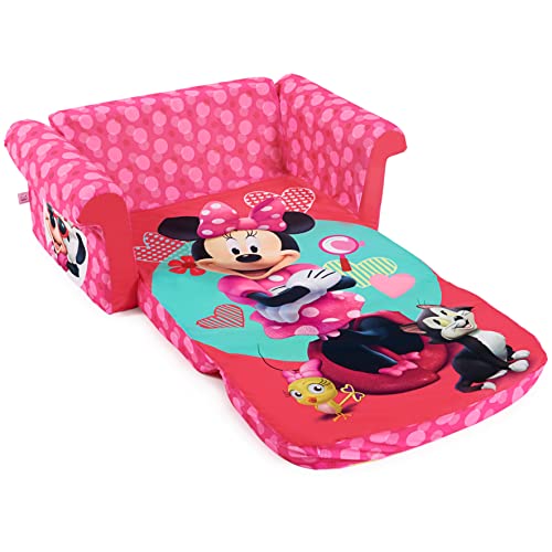 Marshmallow Furniture, Children's 2-in-1 Flip Open Foam Compressed Sofa, Disney's Minnie Mouse