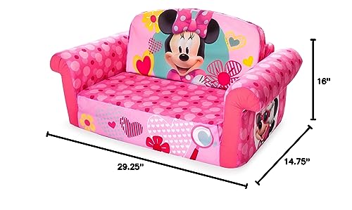 Marshmallow Furniture, Children's 2-in-1 Flip Open Foam Compressed Sofa, Disney's Minnie Mouse