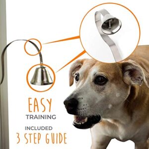 Mighty Paw Metal Potty Bell, an All Metal Dog Doorbell with Sleek Silver Bell and Support, The Thick-Walled Durable Bell Optimizes Sound Quality. Includes Free Training Tips