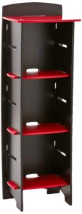 legaré furniture children's furniture 3-tier shelf bookcase, storage organizer with adjustable shelves for kids bedroom, red and black