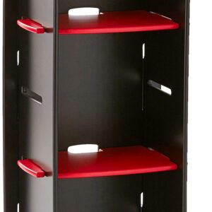 Legaré Furniture Children's Furniture 3-Tier Shelf Bookcase, Storage Organizer with Adjustable Shelves for Kids Bedroom, Red and Black