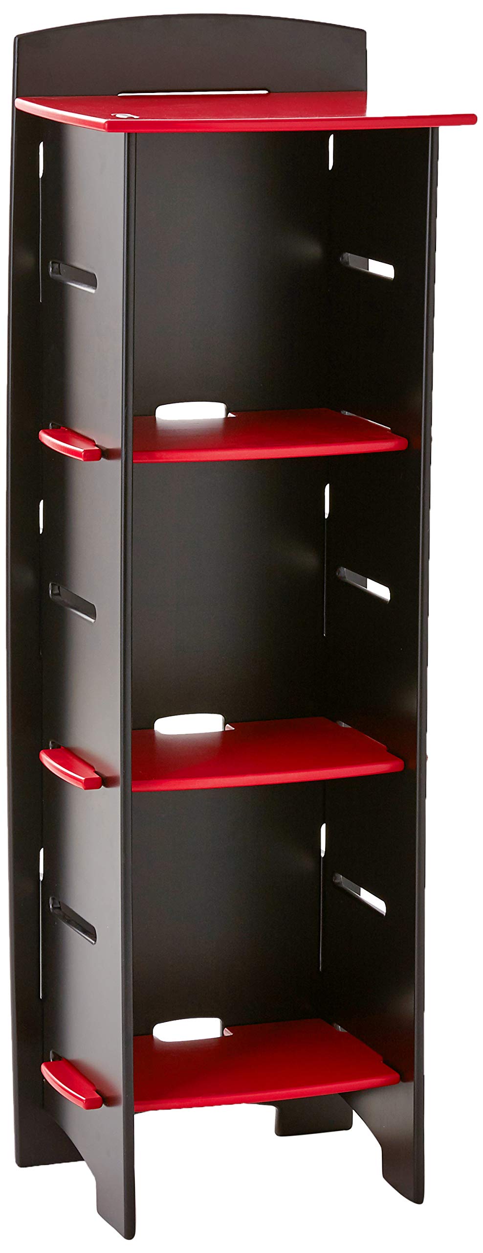 Legaré Furniture Children's Furniture 3-Tier Shelf Bookcase, Storage Organizer with Adjustable Shelves for Kids Bedroom, Red and Black