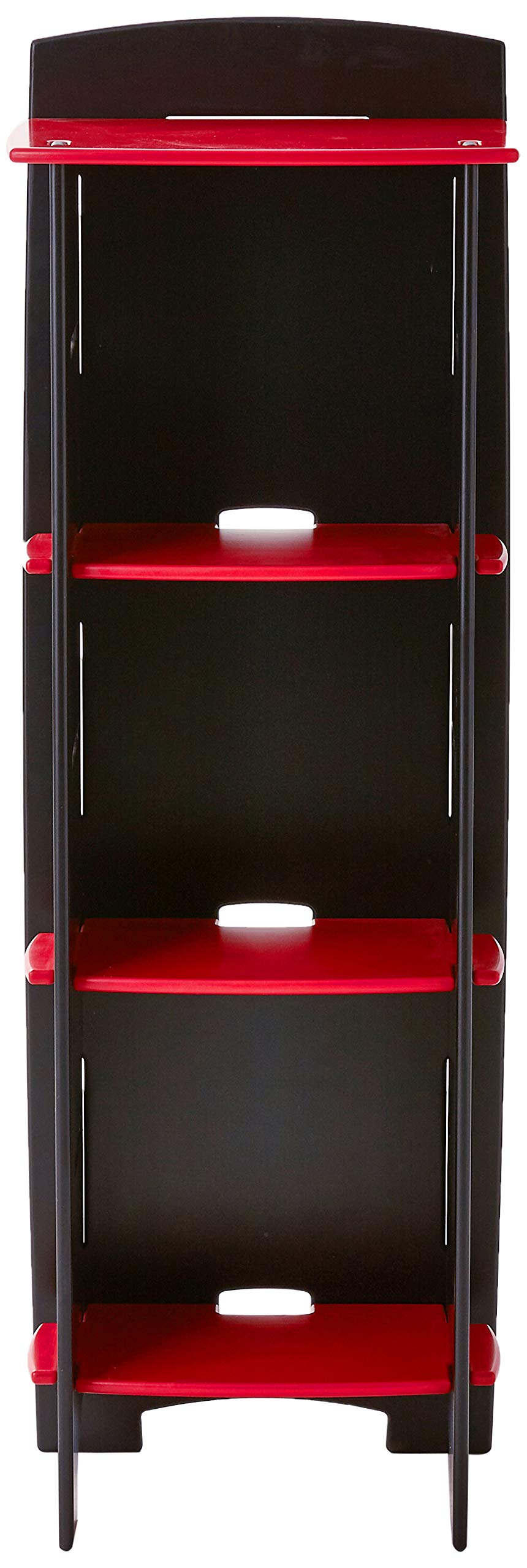 Legaré Furniture Children's Furniture 3-Tier Shelf Bookcase, Storage Organizer with Adjustable Shelves for Kids Bedroom, Red and Black