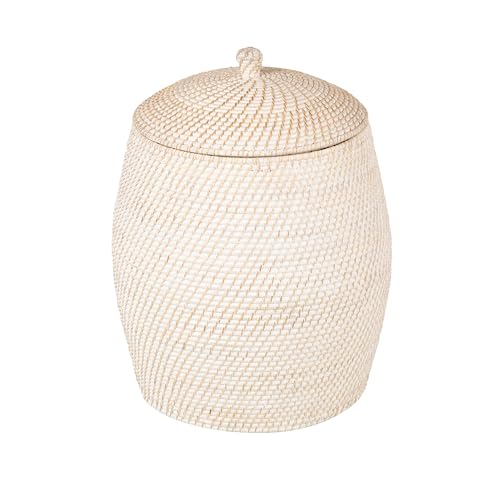 KOUBOO Laguna Rattan Beehive Hamper, Removable Cotton Liner, Laundry Hamper, Bathroom, Bedroom, Kids Room, Nursery, Hamper with Lid, Home Essentials, White Wash