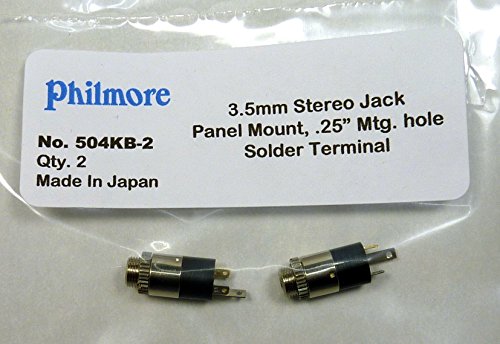 Two (2) Philmore 3.5mm 1/8" Mini Stereo Female Panel Mount Jack Headphone Jack