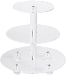 yestbuy 3 tier round cupcake stand with base, acrylic cake stand, cupcake tower stand, premium cupcake holder for 28 cupcakes, display for pastry wedding birthday party (4" between 2 layers)
