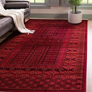 Unique Loom Tekke Collection Over-Dyed Saturated Traditional Torkaman Area Rug, 5 x 8 ft, Red/Black