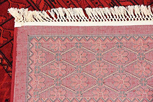 Unique Loom Tekke Collection Over-Dyed Saturated Traditional Torkaman Area Rug, 5 x 8 ft, Red/Black