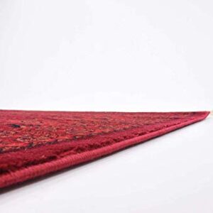 Unique Loom Tekke Collection Over-Dyed Saturated Traditional Torkaman Area Rug, 5 x 8 ft, Red/Black