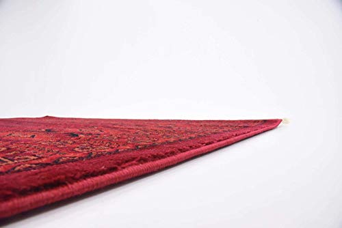 Unique Loom Tekke Collection Over-Dyed Saturated Traditional Torkaman Area Rug, 5 x 8 ft, Red/Black