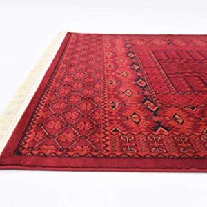 Unique Loom Tekke Collection Over-Dyed Saturated Traditional Torkaman Area Rug, 5 x 8 ft, Red/Black