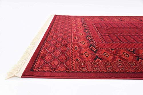 Unique Loom Tekke Collection Over-Dyed Saturated Traditional Torkaman Area Rug, 5 x 8 ft, Red/Black