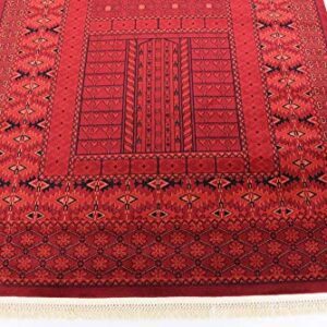 Unique Loom Tekke Collection Over-Dyed Saturated Traditional Torkaman Area Rug, 5 x 8 ft, Red/Black