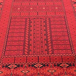 Unique Loom Tekke Collection Over-Dyed Saturated Traditional Torkaman Area Rug, 5 x 8 ft, Red/Black