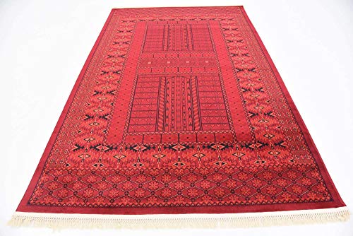 Unique Loom Tekke Collection Over-Dyed Saturated Traditional Torkaman Area Rug, 5 x 8 ft, Red/Black