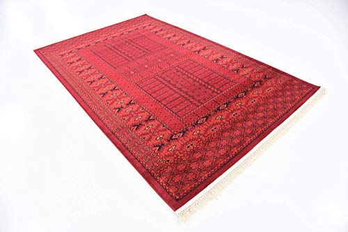 Unique Loom Tekke Collection Over-Dyed Saturated Traditional Torkaman Area Rug, 5 x 8 ft, Red/Black