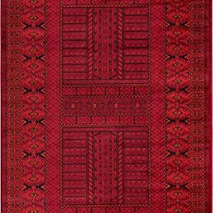 Unique Loom Tekke Collection Over-Dyed Saturated Traditional Torkaman Area Rug, 5 x 8 ft, Red/Black