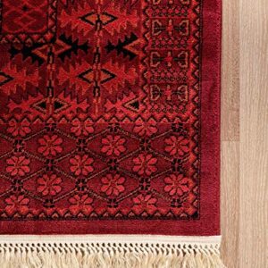 Unique Loom Tekke Collection Over-Dyed Saturated Traditional Torkaman Area Rug, 5 x 8 ft, Red/Black