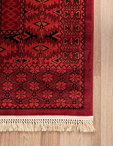 Unique Loom Tekke Collection Over-Dyed Saturated Traditional Torkaman Area Rug, 5 x 8 ft, Red/Black