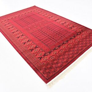 Unique Loom Tekke Collection Over-Dyed Saturated Traditional Torkaman Area Rug, 5 x 8 ft, Red/Black