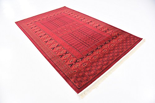 Unique Loom Tekke Collection Over-Dyed Saturated Traditional Torkaman Area Rug, 5 x 8 ft, Red/Black