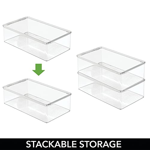 mDesign Stackable Plastic Closet Shelf Shoe Storage Organizer Box with Lid for Mens, Womens, Kids Sandals, Flats, Sneakers - Clear