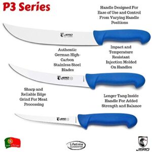 Jero 4 Piece P3 Butcher Meat Processing Set, Cimeter, Breaking, and Boning Knives - Includes Mundial Sharpening Steel