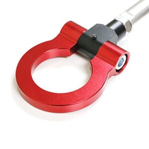 iJDMTOY Red Track Racing Style Tow Hook Ring Compatible with Mini Cooper (Gen1 R50 R51 R52 R53 R55 Gen2 R56 R57 R58 R59), Made of Lightweight Aluminum