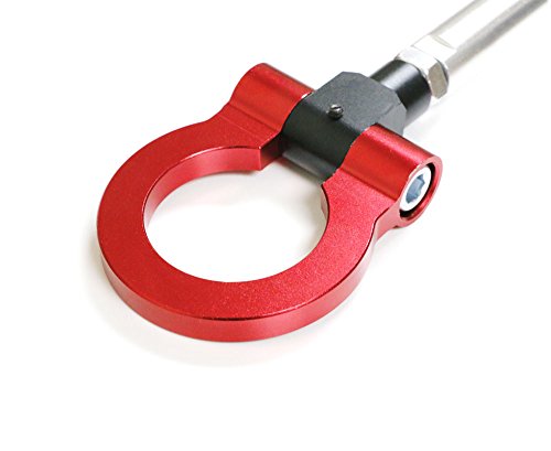 iJDMTOY Red Track Racing Style Tow Hook Ring Compatible with Mini Cooper (Gen1 R50 R51 R52 R53 R55 Gen2 R56 R57 R58 R59), Made of Lightweight Aluminum