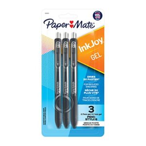 paper mate inkjoy gel pens, medium point, black, 3 count