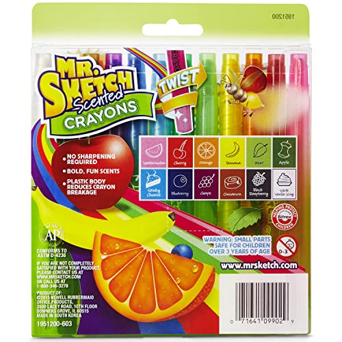 Mr. Sketch Scented Twistable Crayons, Assorted, 12 Pack