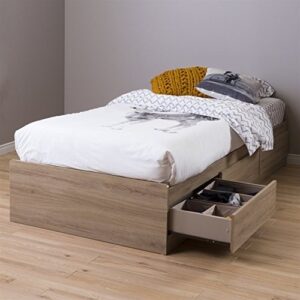 South Shore Fynn Mates Bed with 3 Drawers, Twin, Rustic Oak