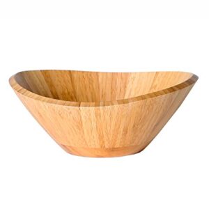 Seville Classics Premium Bamboo Fruit Bowl w/Steel Banana Tree Hook, Kitchen Counter Storage for Fruit, Vegetables, Mixed Nuts, 13" L x 11" W x 17.3" H