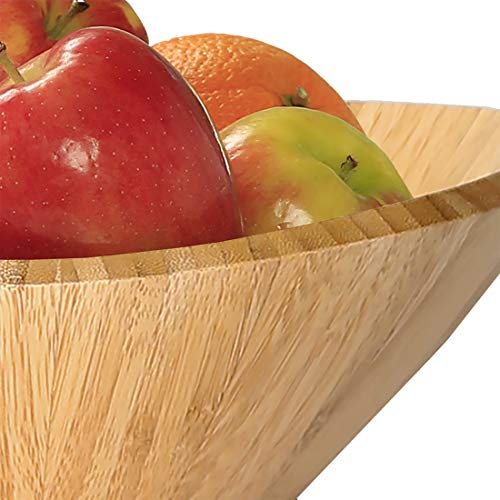 Seville Classics Premium Bamboo Fruit Bowl w/Steel Banana Tree Hook, Kitchen Counter Storage for Fruit, Vegetables, Mixed Nuts, 13" L x 11" W x 17.3" H