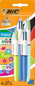bic 4 colours family pen pack - variety pack of 4 pens total (2 original size and 2 mini size) - mix of original and fashion colour inks