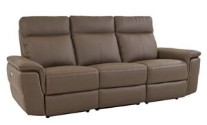 homelegance olympia modern design power reclining sofa top grain genuine leather match, raisin