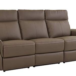 Homelegance Olympia Modern Design Power Reclining Sofa Top Grain Genuine Leather Match, Raisin