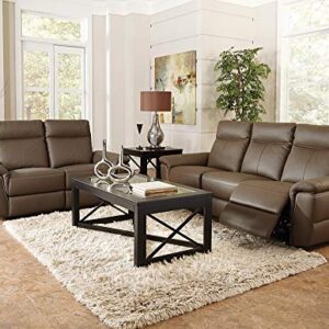 Homelegance Olympia Modern Design Power Reclining Sofa Top Grain Genuine Leather Match, Raisin