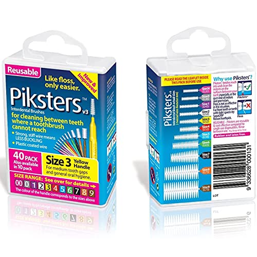 Piksters Interdental Brush Size 3 (40 Pack) by Piksters