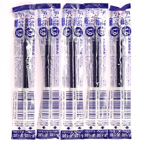 Zebra 1.0mm Blue Black Ink Refill (JF-1.0), for Zebra Sarasa Clip 1.0 Gel Ballpoint Pen(JJE15-FB), × 5 Pack/total 5 pcs (Japan Import) [Komainu-Dou Original Package]