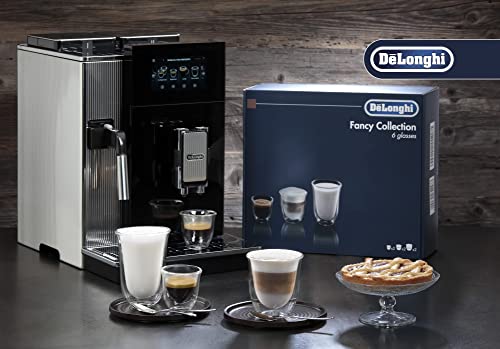 De'Longhi Fancy Collection Double Walled Thermo Espresso, Cappuccino and Latte Macchiato Glasses, (Set of 6), Clear