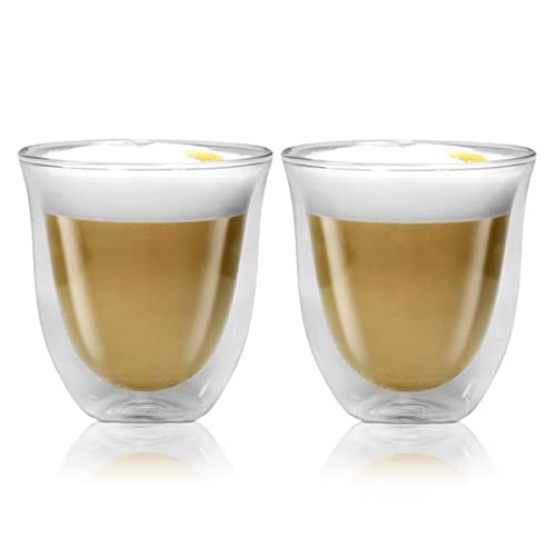 De'Longhi Fancy Collection Double Walled Thermo Espresso, Cappuccino and Latte Macchiato Glasses, (Set of 6), Clear