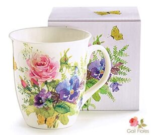 burton & burton porcelain mug abundant blooms holds 16 oz.