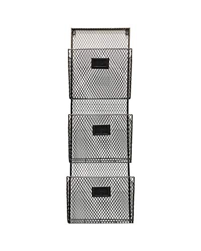 Three Tier Wall File Holder – Durable Black Metal Rack with Spacious Slots for Easy Organization, Mounts on Wall and Door for Office, Home, and Work – by Designstyles