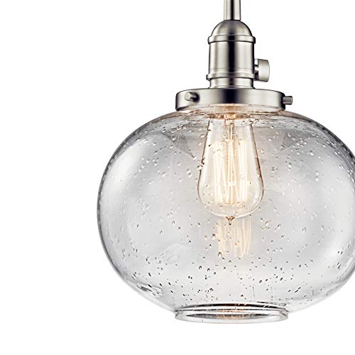 Kichler Avery 9.75" 1 Light Mini Pendant with Clear Seeded Glass in Brushed Nickel