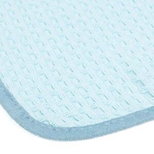 The Rag Company - Dry Me A River - Professional Korean 70/30 Blend Microfiber Waffle-Weave Drying & Detailing Towels, Soft Suede Edges, 390gsm, 16in x 16in, Light Blue (5-Pack)