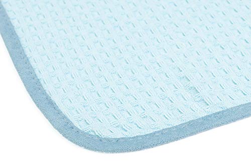 The Rag Company - Dry Me A River - Professional Korean 70/30 Blend Microfiber Waffle-Weave Drying & Detailing Towels, Soft Suede Edges, 390gsm, 16in x 16in, Light Blue (5-Pack)