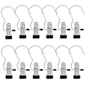 huji laundry hanging hooks clothes boots chrome pins clips hangers (12pk)