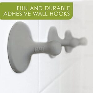 Puj Peel 'n Stick Adhesive Hooks (Grey 3-Pack)